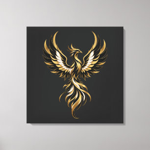 Gold Phoenix Rising Wrapped Canvas