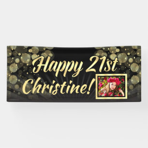 Gold Photo 21st Birthday Party Decoration Banner
