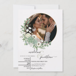 Gold Photo Botanical Wedding Invitation