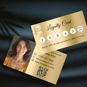 Gold photo business logo QR code loyalty card