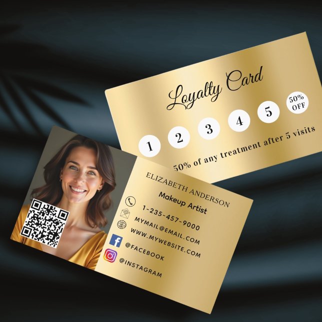 Gold photo business QR code loyalty card (Creator Uploaded)