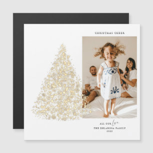 Gold Photo Christmas Cheer Magnetic Card