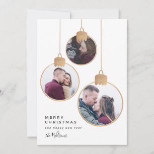 Gold Photo Collage Christmas Family Card