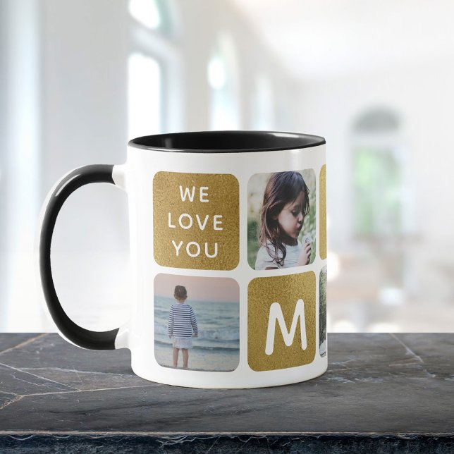 Gold Photo Collage Mum Instagram Mother's Day Mug (Creator Uploaded)