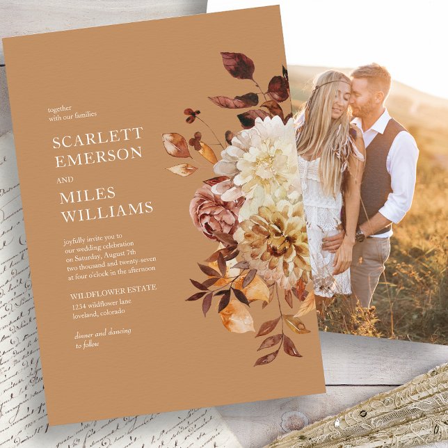 Gold Photo Fall Wedding Invitation (Gold Photo Fall Wedding Invitation
)