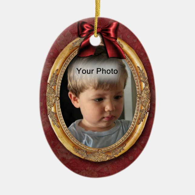 Gold Photo Frame Vintage Christmas Ornament (Front)