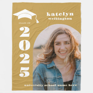 Gold Photo Graduation Fleece Blanket