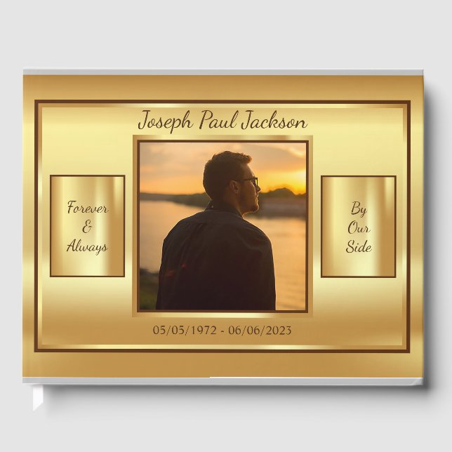 Gold Photo Memorial Guest Book (Front)