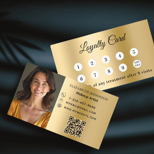 Gold photo QR code business loyalty card