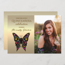 Gold Photo Quinceanera 15th Birthday