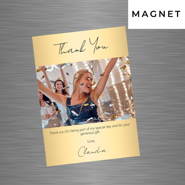 Gold photo thank you magnet card (Creator Uploaded)