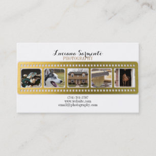 Gold Photography Camera Film Strip Business Card