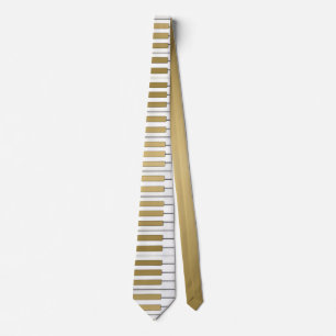 Gold Piano Keyboard Music Tie
