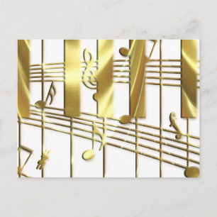 Gold Piano Keyboard Postcard