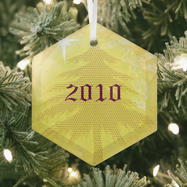 Gold Pine Tree 2010 Christmas Ornament (Insitu)