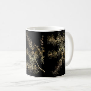Gold pine tree branch Plants nature art Coffee Mug