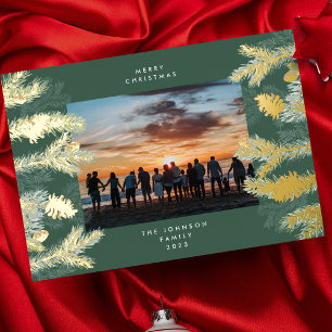 Gold Pine Tree Merry Christmas Emerald Photo