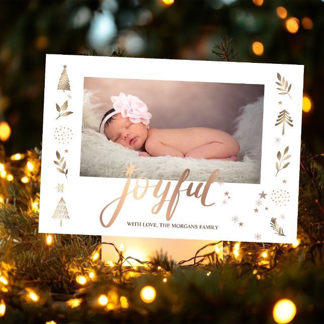 Gold Pine Tree Stars Joyful Baby Photo (Creator Uploaded)