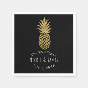 Gold Pineapple Black Modern Chic Tropical Party Napkin