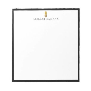 Gold Pineapple Logo Black Frame Notepad
