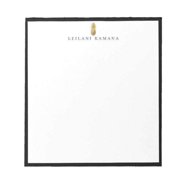 Gold Pineapple Logo Black Frame Notepad (Front)