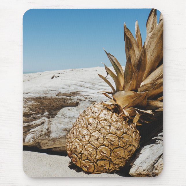 Gold pineapple on the beach mouse pad (Front)