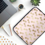 Gold Pineapple Pattern Laptop Sleeve<br><div class="desc">A chic design of mosaic style pineapples covered in a shiny gold texture. This art pattern of hand drawn pineapples is elegant,  pretty and simple. Customise this artwork with your name and initial,  even change the background colour to anything imaginable!</div>