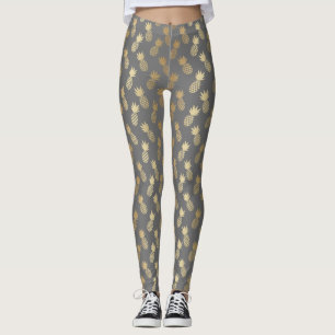 Gold Pineapple Pattern Leggings