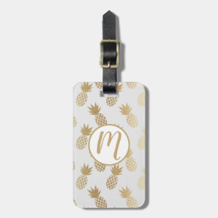 Gold Pineapple Pattern Luggage Tag