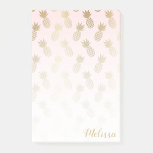 Gold Pineapple Pattern Post-it Notes