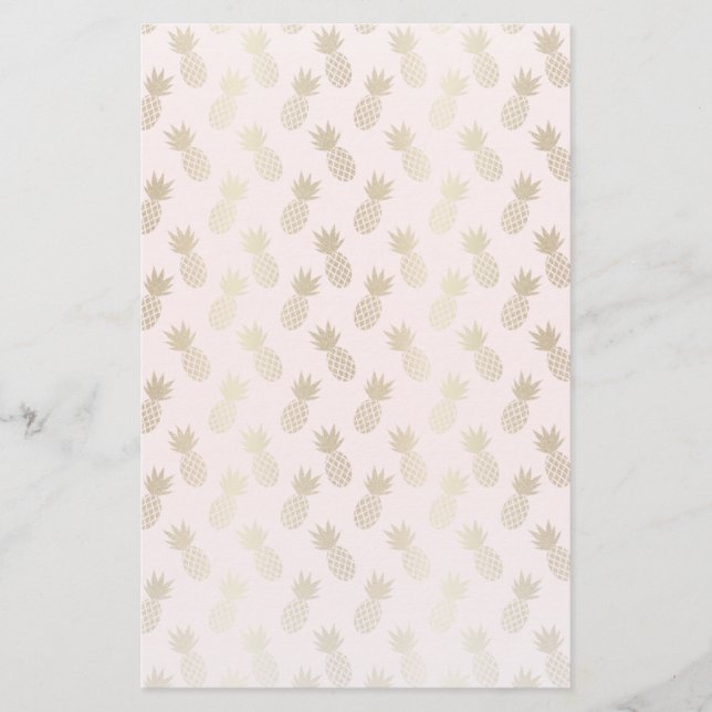 Gold Pineapple Pattern Stationery (Front)