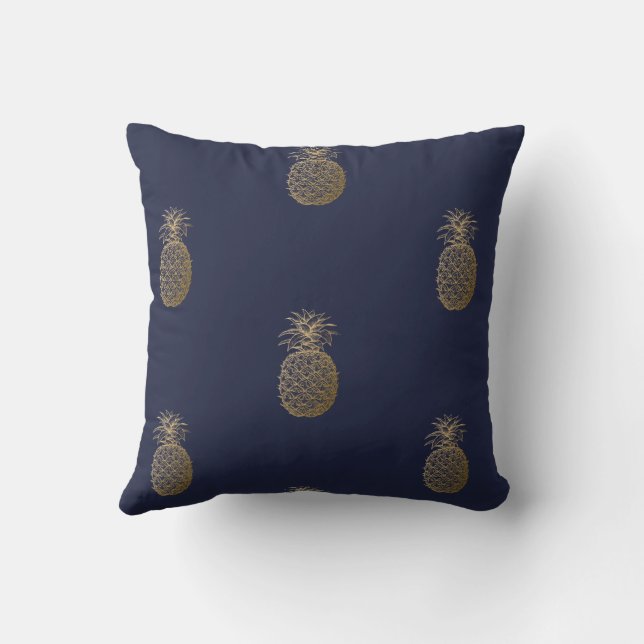 Gold Pineapple,Stripe  -Personalised  Cushion (Back)