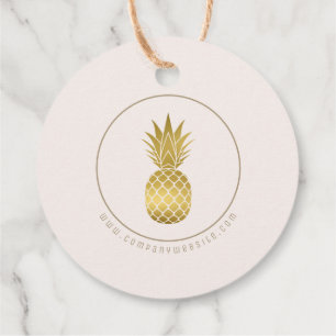 Gold Pineapple Tropical Logo Round Business Tag