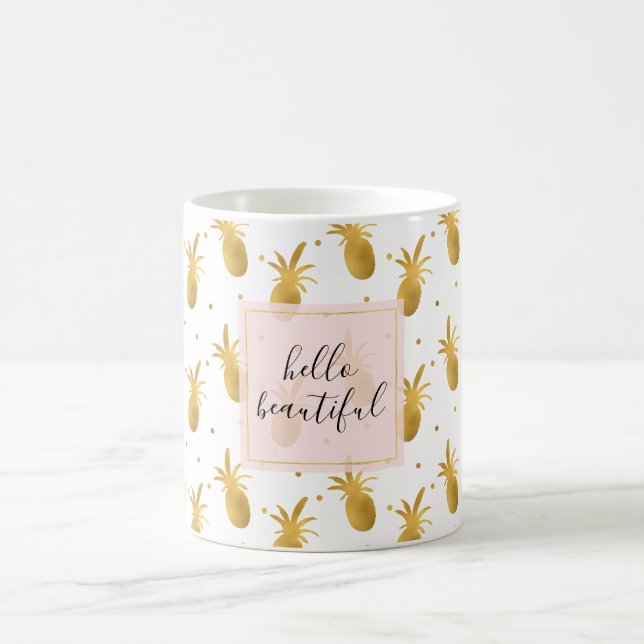 Gold Pineapples and Dots Coffee Mug (Center)
