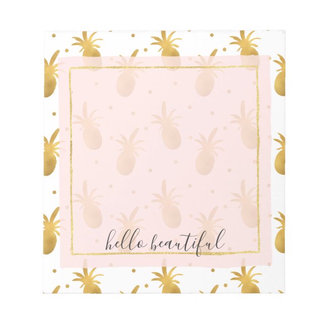 Gold Pineapples and Dots Notepad (Front)