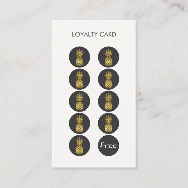 Gold Pineapples Loyalty Punch Business Card (Front)