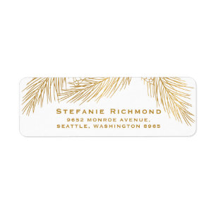 Gold Pinecones and Pine Needles Holiday Label