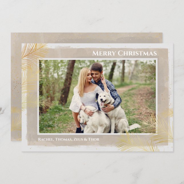 Gold Pines Christmas Photo Holiday Card (Front/Back)