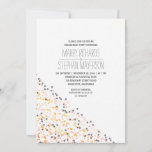 gold pink and navy confetti engagement party invitation<br><div class="desc">contemporary clean and simple engagement party invitation with navy blue,  pink and gold mate foil faux confetti dots. Please note that this design does not use any physical gold glitter confetti it will be printed the way you see it on your computer screen.</div>