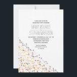 gold pink and navy confetti engagement party invitation<br><div class="desc">contemporary clean and simple engagement party invitation with navy blue,  pink and gold mate foil faux confetti dots. Please note that this design does not use any physical gold glitter confetti it will be printed the way you see it on your computer screen.</div>