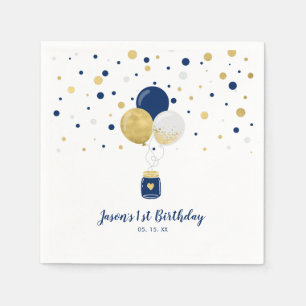Gold & Pink   Balloons & Confetti Boy Birthday Napkin