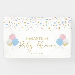 Gold, Pink & Blue Gender Reveal Baby Shower Banner
