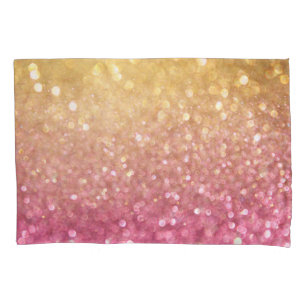 Gold Pink Bokeh: Abstract Lights Pillowcase