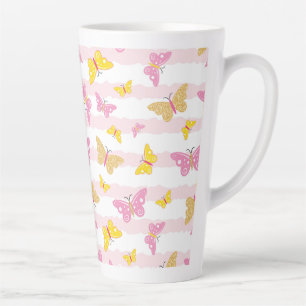 Gold & Pink Butterfly Latte Mug