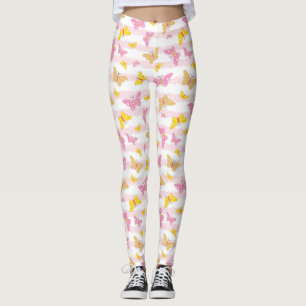 Gold & Pink Butterfly Leggings
