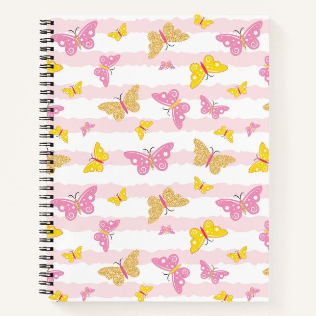 Gold & Pink Butterfly Notebook (Front)