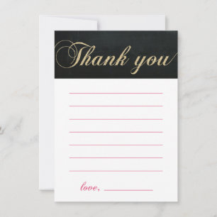 Gold & Pink Chalkboard Girl Party Thank You Note