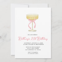 Gold & Pink Champagne 21st Birthday Invitation