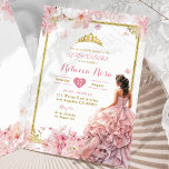 Gold Pink Cherry Blossom Princess Quinceañera Invitation<br><div class="desc">Gold Pink Cherry Blossom Princess Quinceañera Invitation</div>