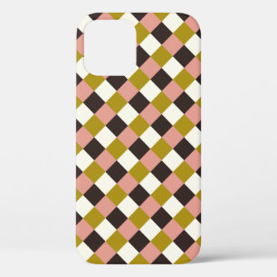 Gold Pink Chocolate Ivory Plaid iPhone 12 Case